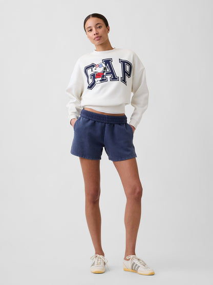 Beyaz Peanuts Oversized Wedge Bisiklet Yaka Sweatshirt