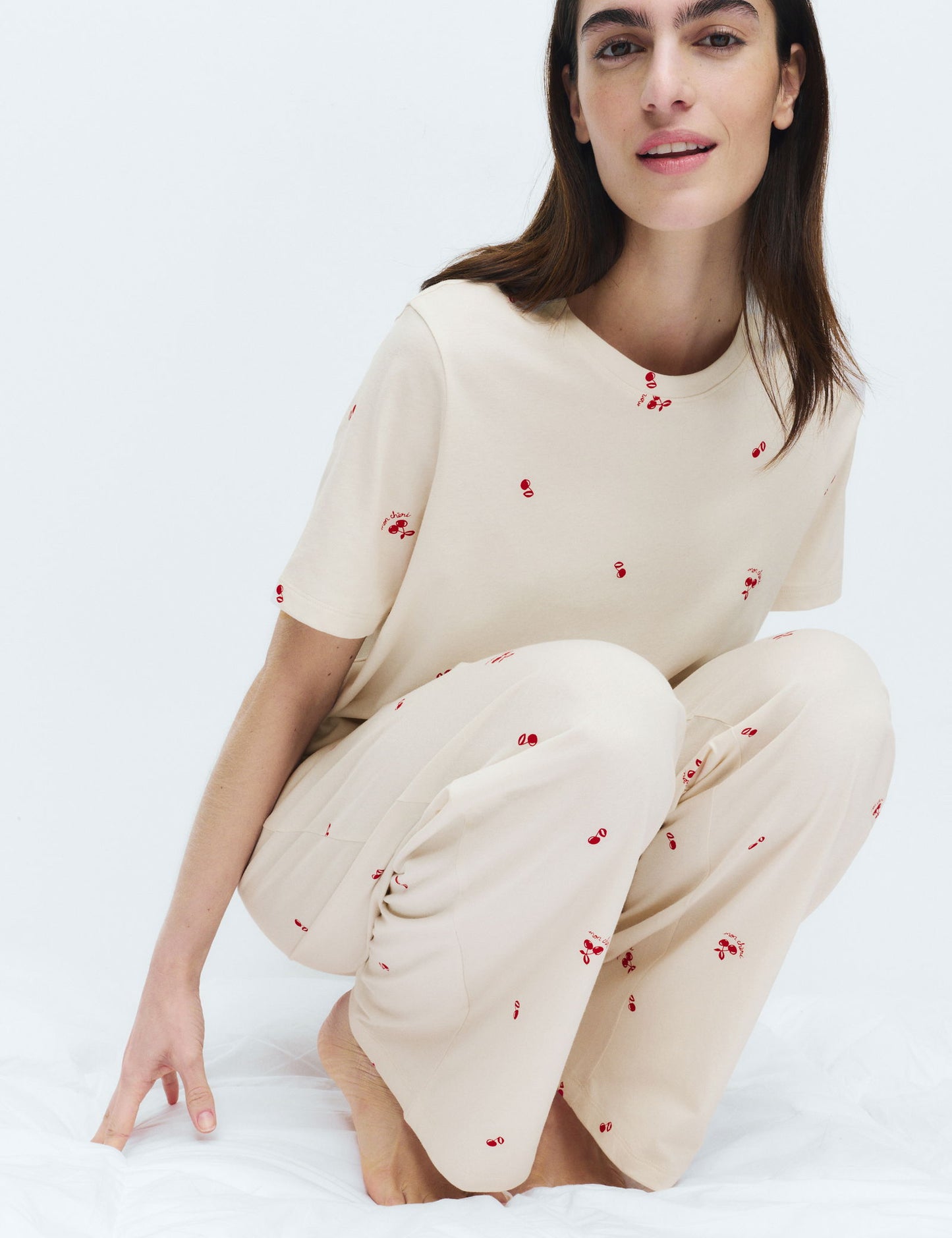 Saf Pamuklu Baskılı Pijama Takımı
