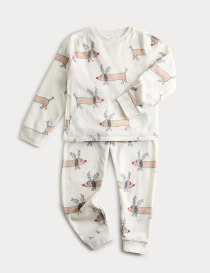 Noel Temalı Desenli Polar Pijama Takımı (1-16 Yaş)