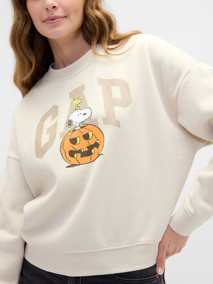 Krem Snoopy Grafikli Gap Logo Sweatshirt