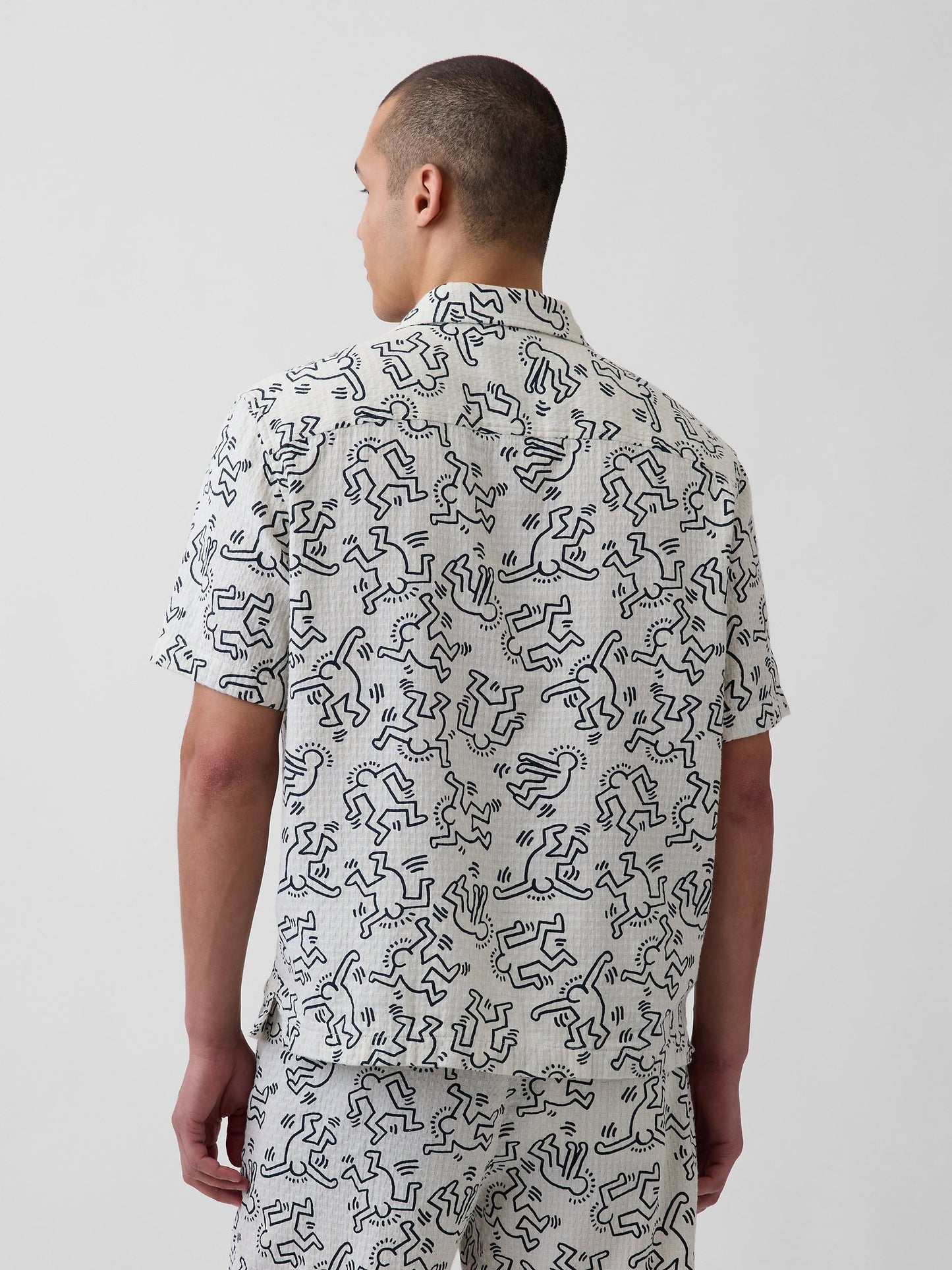 Kırık Beyaz Keith Haring Textured Gömlek