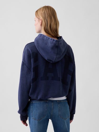Lacivert Vintagesoft Crop Logo Sweatshirt
