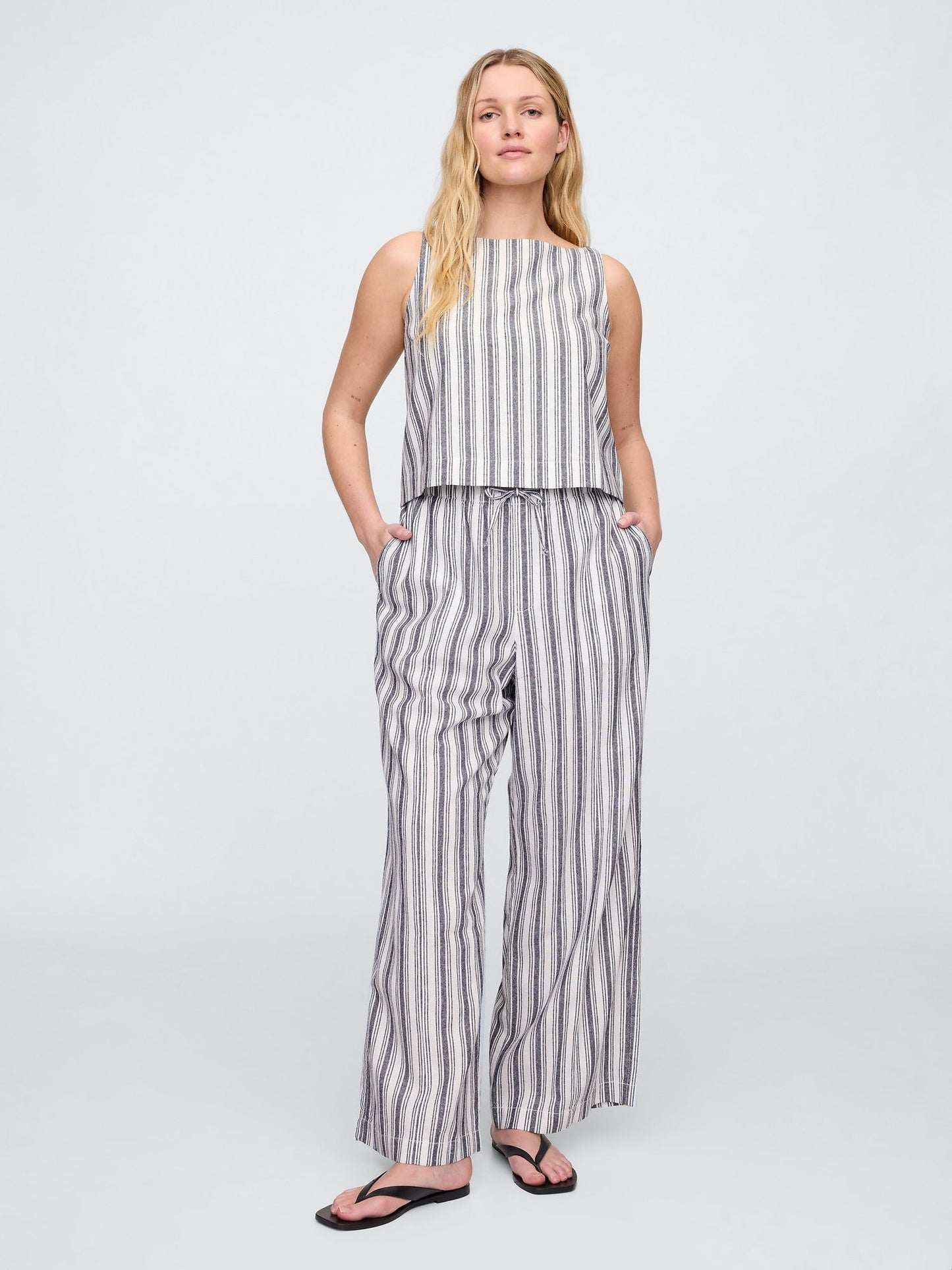 Çok Renkli Mid Rise Pull-on Wide-leg Pantolon