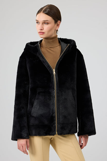 Gardena Kadın Siyah Çift Taraflı Teddy Mont