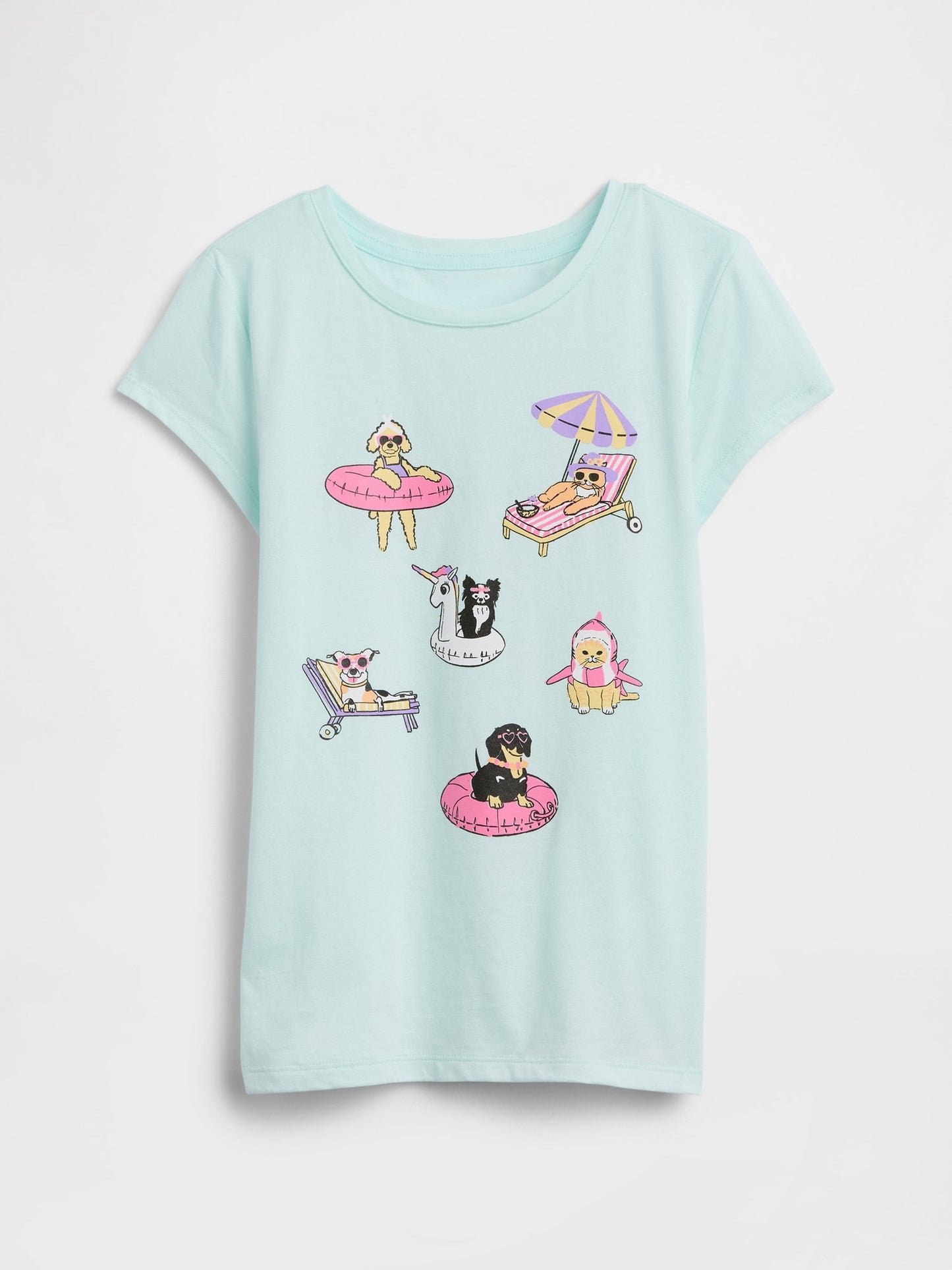 Açık Mavi Grafik Baskılı T-shirt