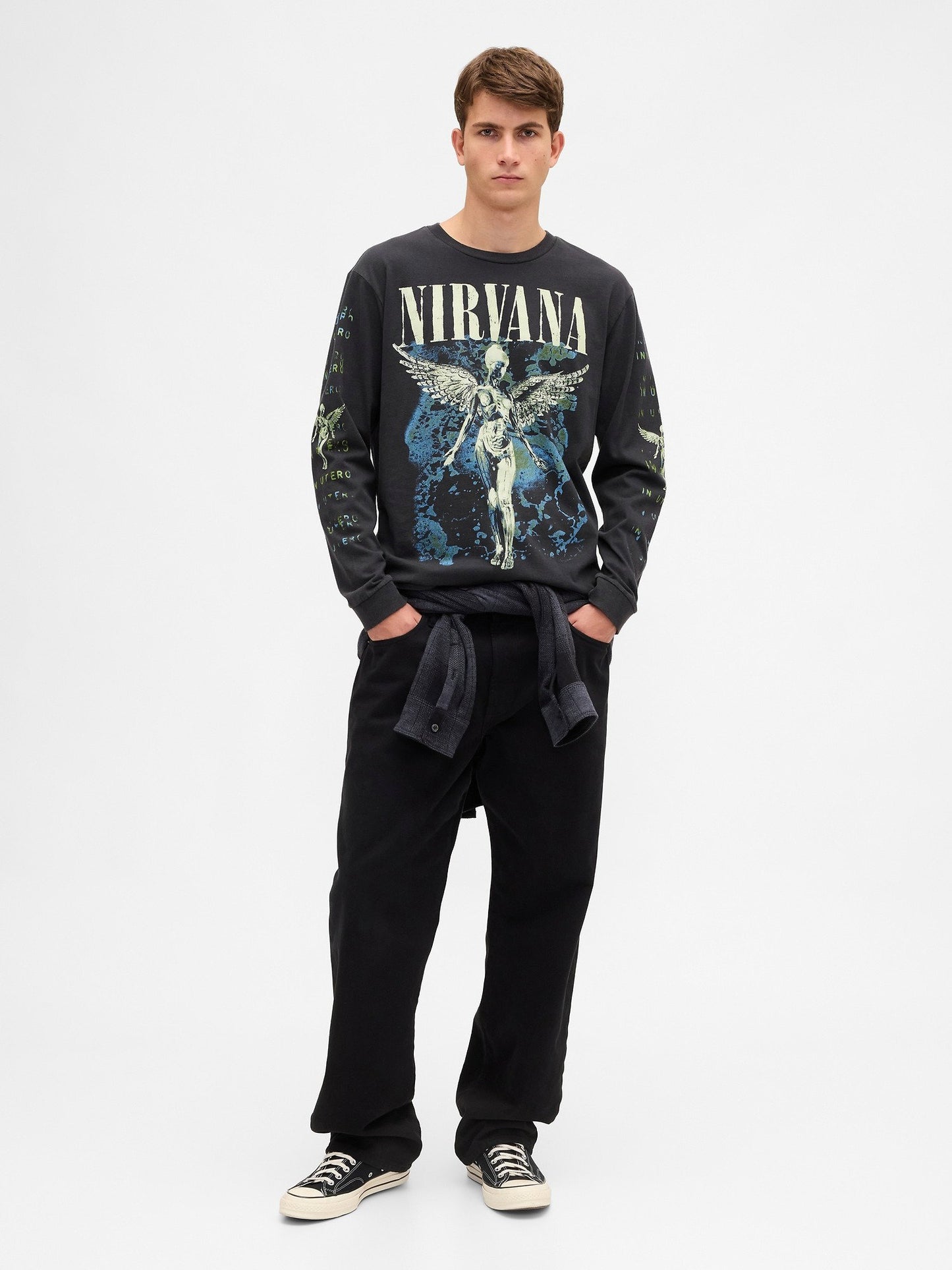 Siyah Nirvana Grafik Baskılı T-shirt