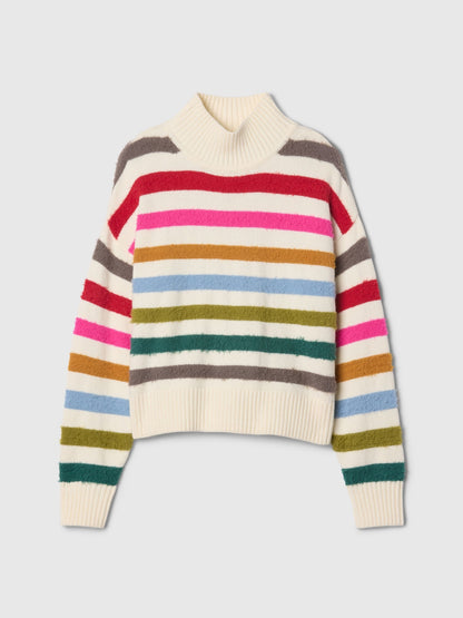 Çok Renkli Cashsoft Oversize Mockneck Kazak
