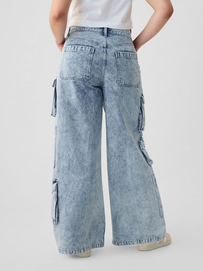 Mavi Mid Rise Kargo Baggy Jean Pantolon