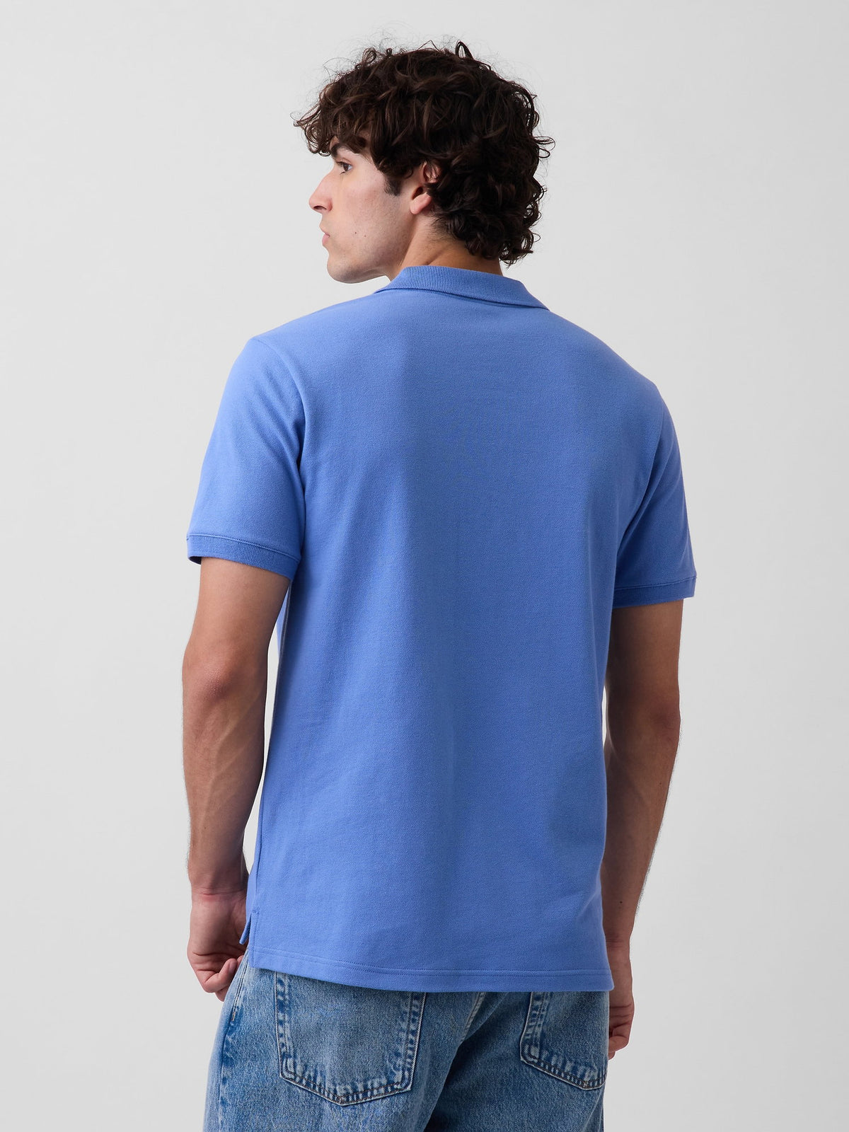 Açık Mavi Gap Logo Piqué Polo Yaka T-shirt