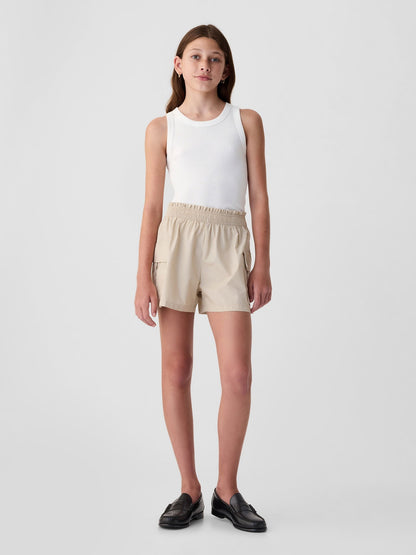 Bej Mid Rise Utility Kargo Şort