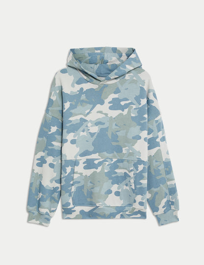 Kamuflaj Desenli Kapüşonlu Sweatshirt (6-16 Yaş)
