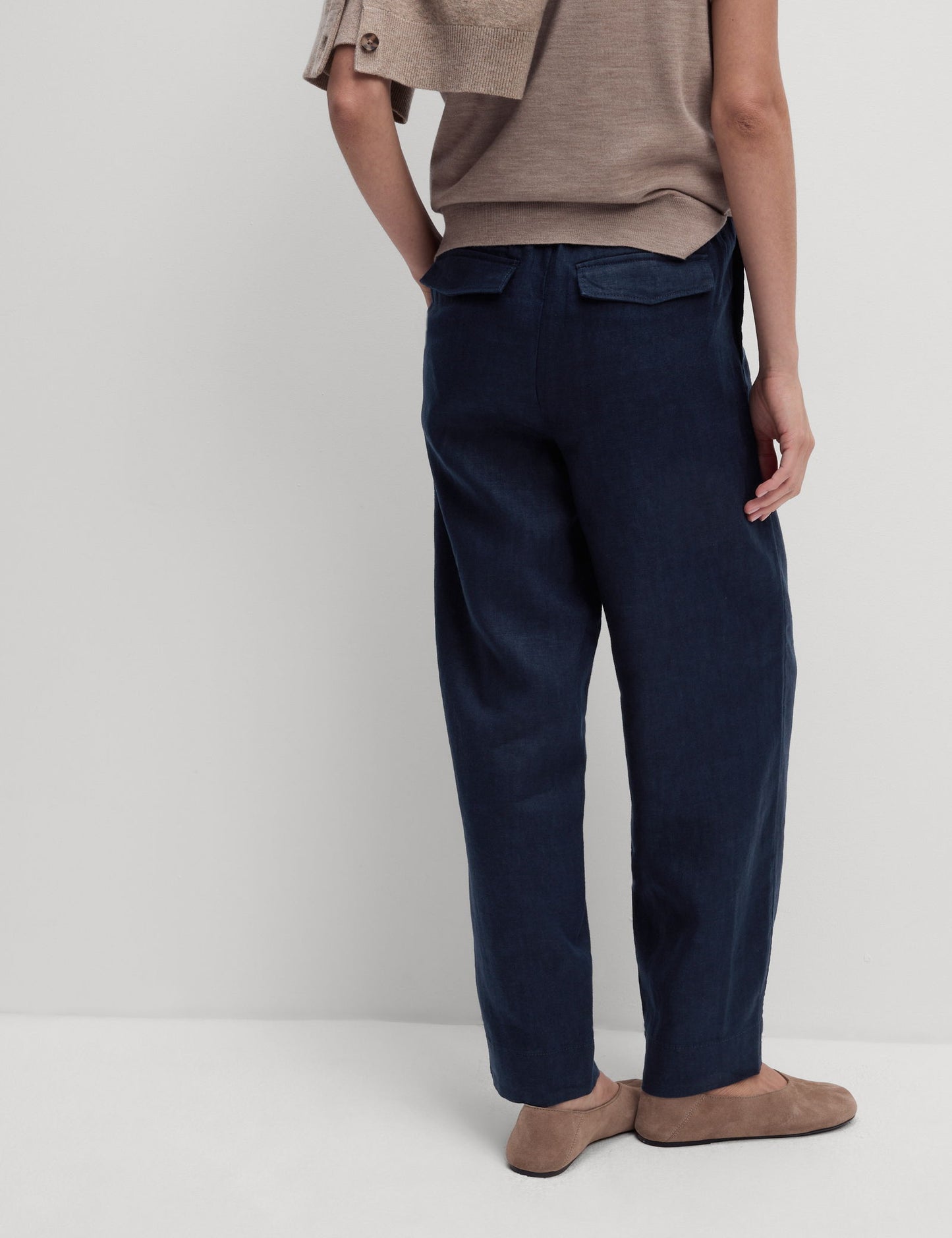 Saf Keten Tapered Pantolon