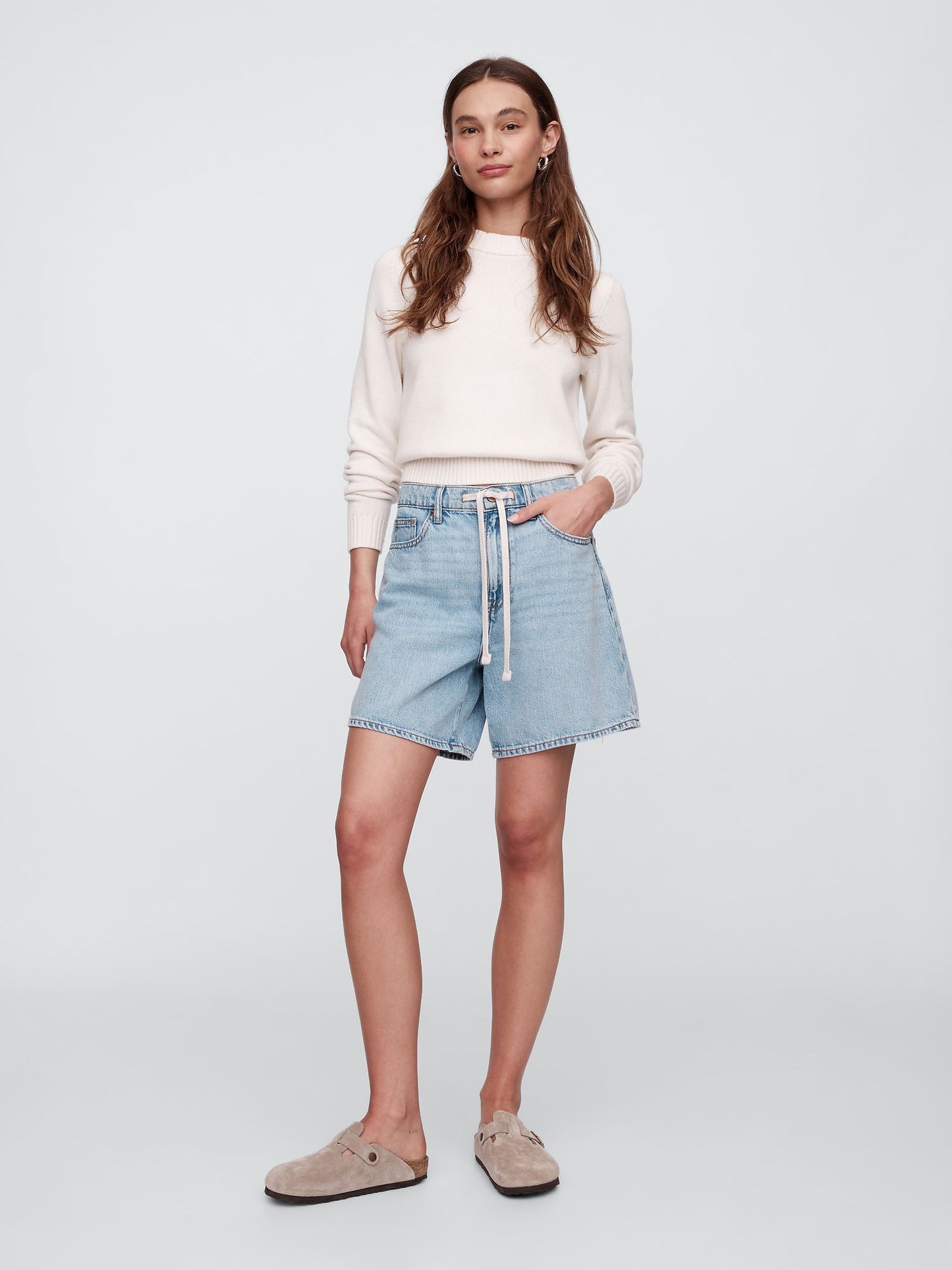 Mavi High Rise Denim Şort