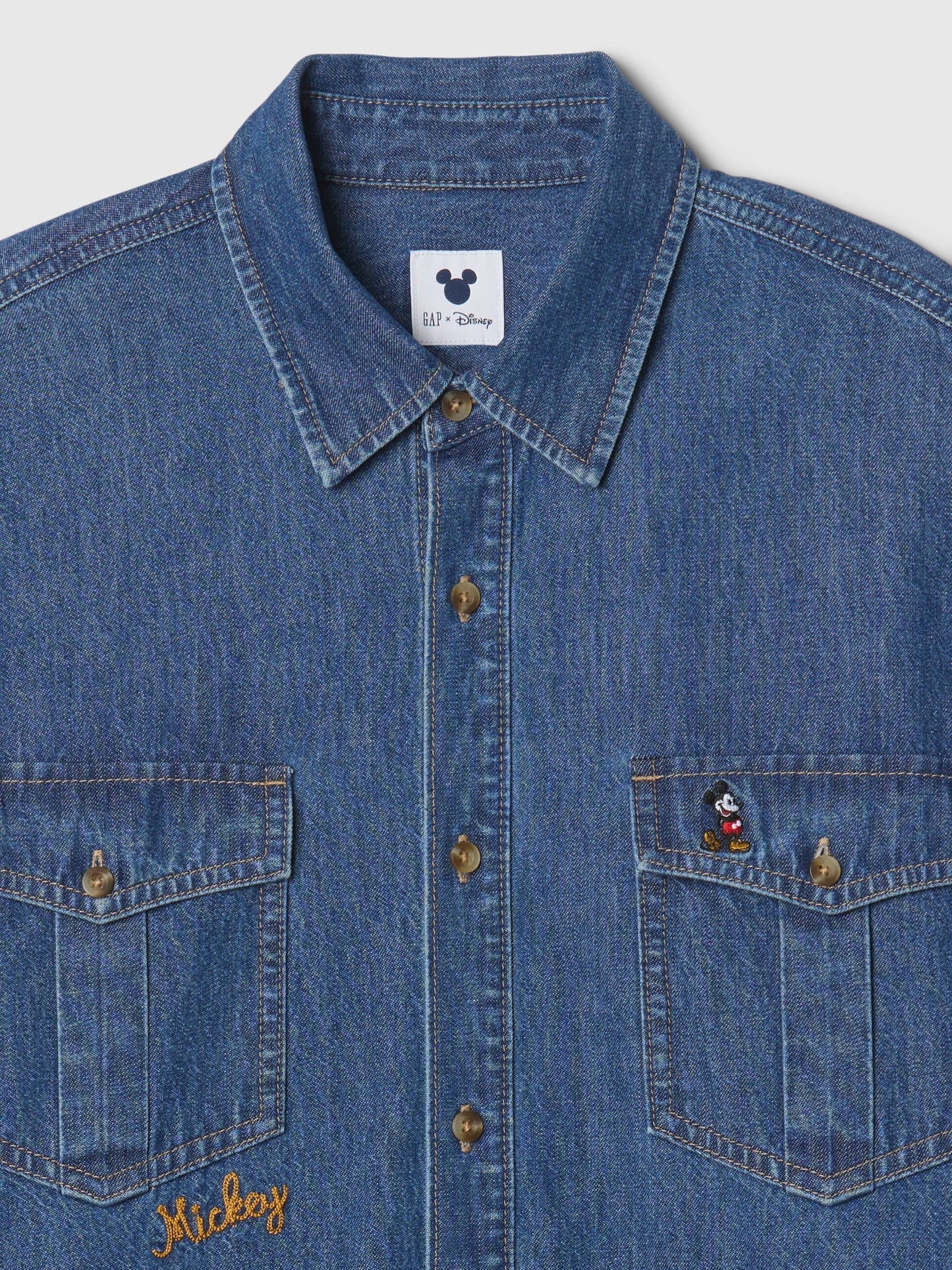 Lacivert Gap × Disney Denim Western Gömlek