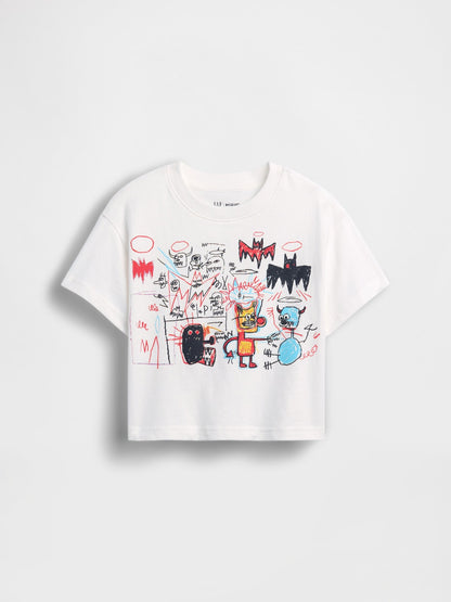 Beyaz Jean-michel Basquiat Grafik Baskılı T-shirt