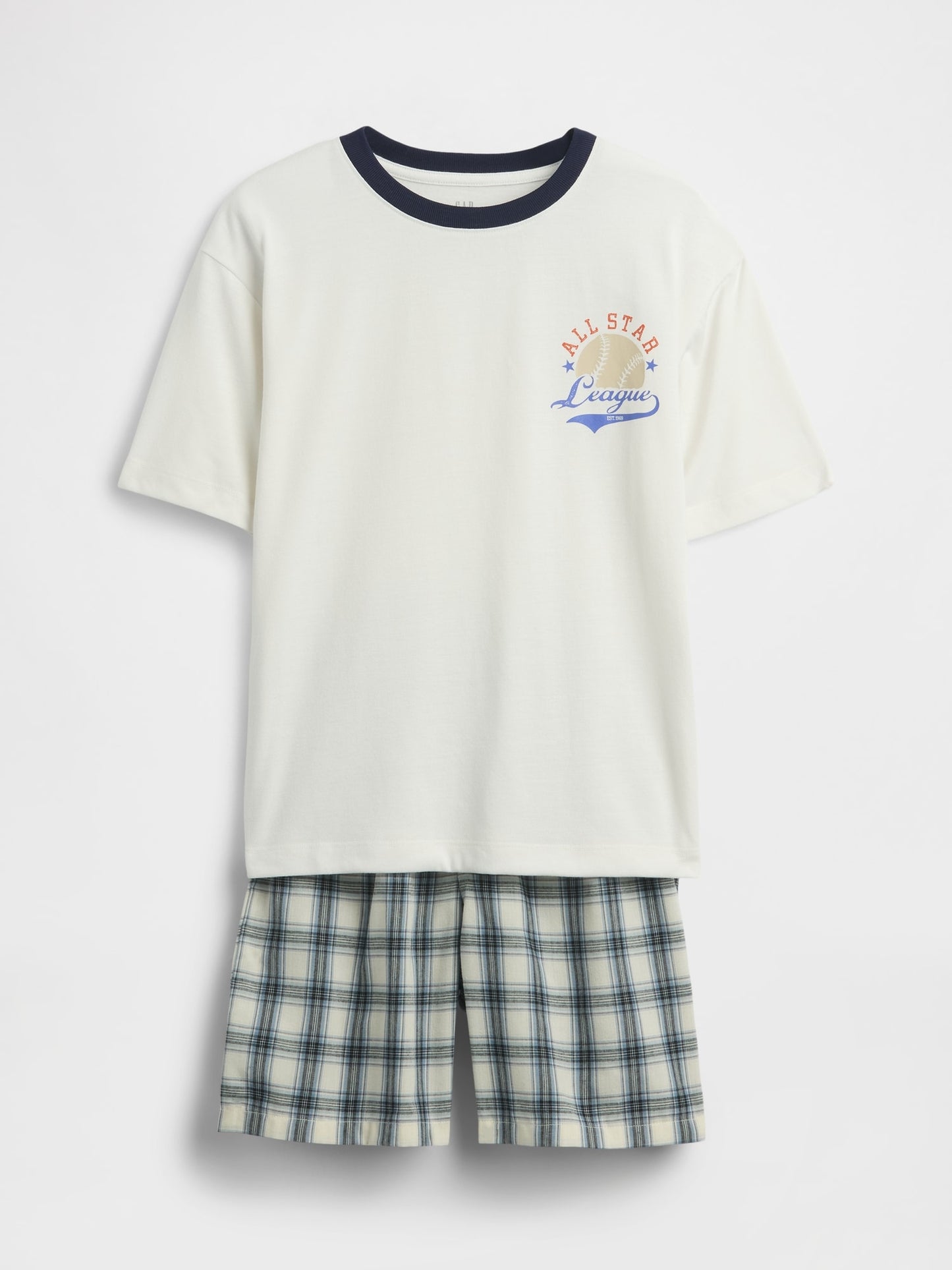 Beyaz Geri Dönüştürülmüş Pijama Şort Takım