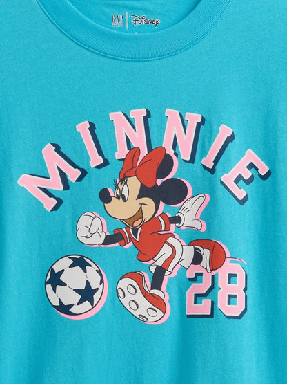 Mavi Disney Minnie Mouse Grafik Baskılı T-shirt