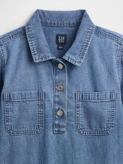 Mavi Puff Sleeve Denim Elbise