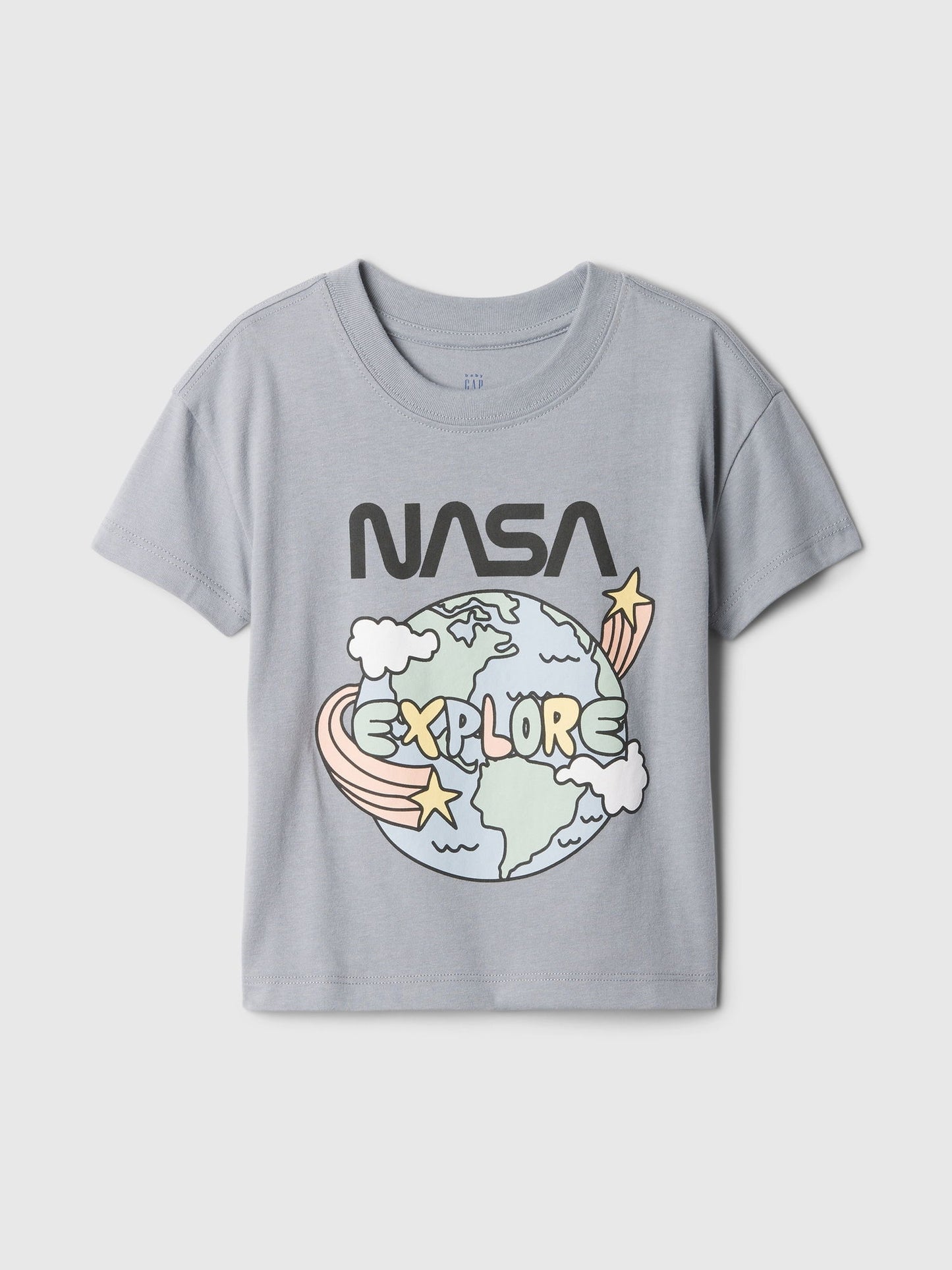Gri Nasa Grafikli T-shirt