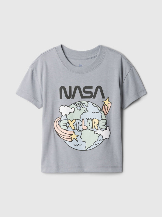 Gri Nasa Grafikli T-shirt