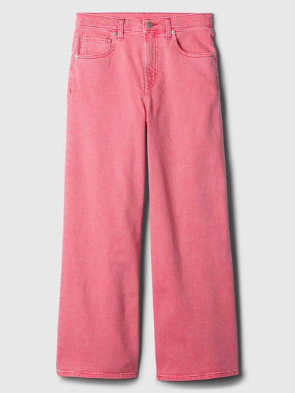 Pembe High Rise Wide-leg Crop Jean Pantolon