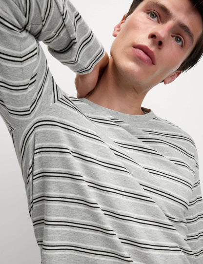 Saf Pamuk Çizgili Pijama Takımı