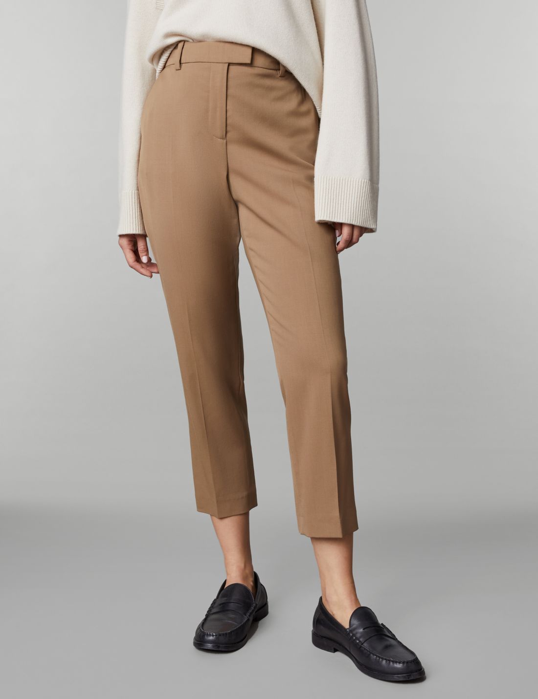 Straight Leg Yün Crop Pantolon
