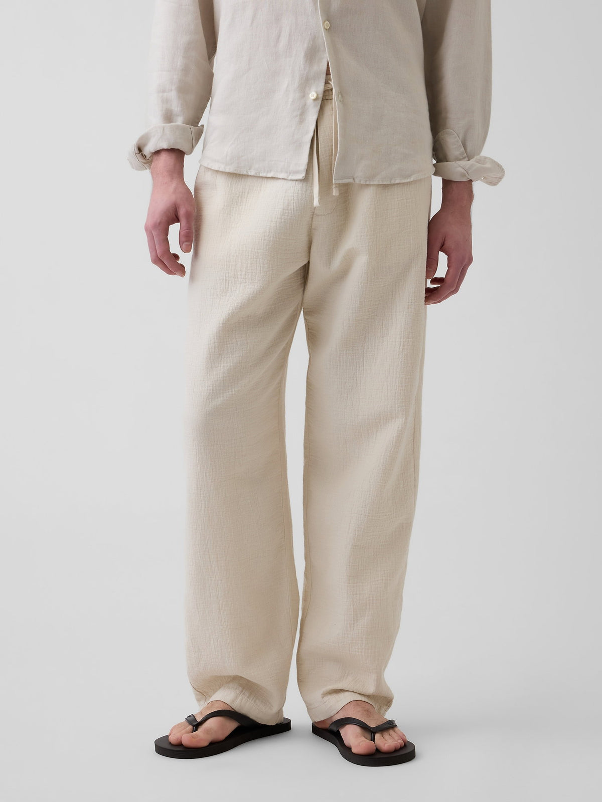 Bej Easy Baggy Gauze Pantolon