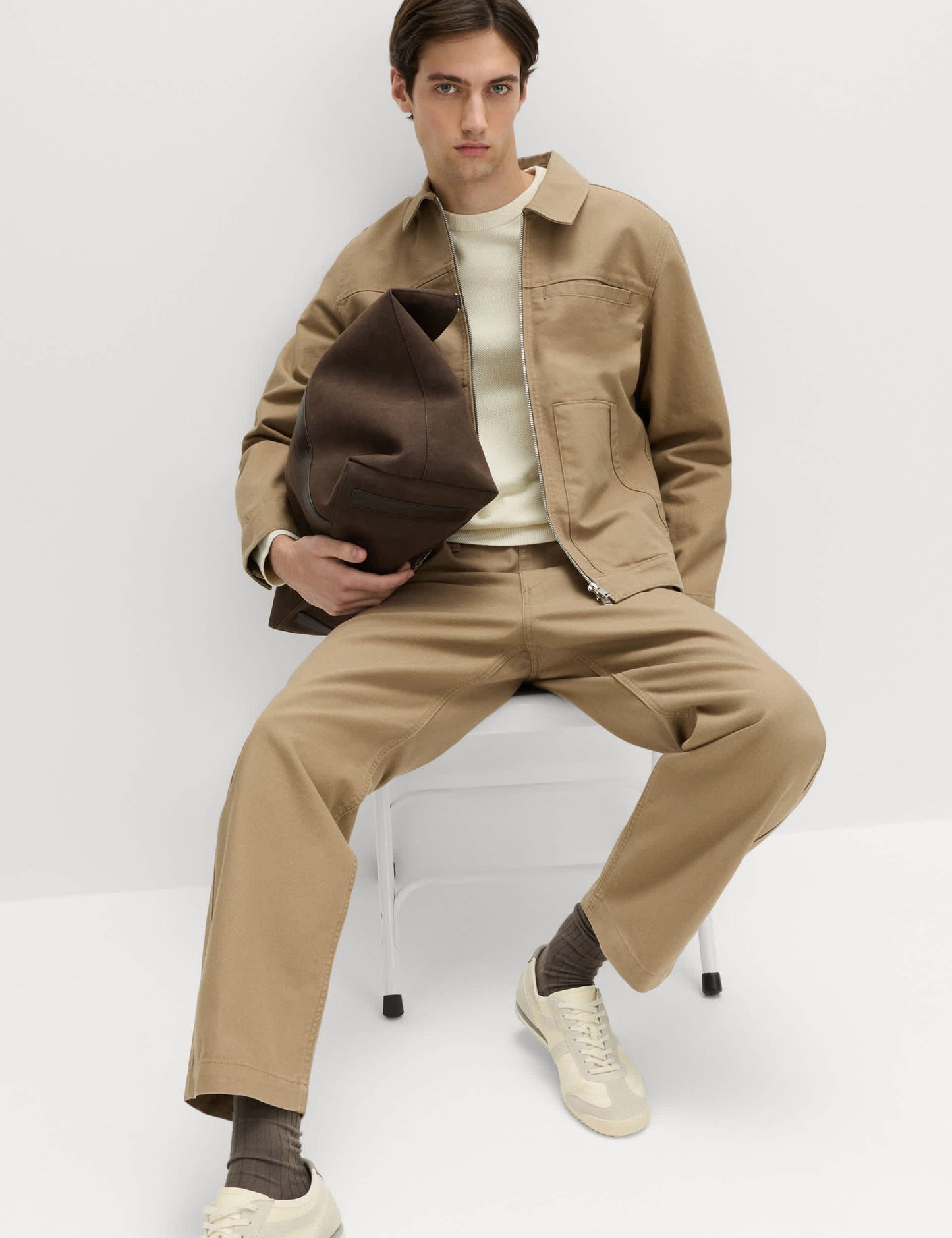Saf Pamuk Loose Fit Utility Pantolon