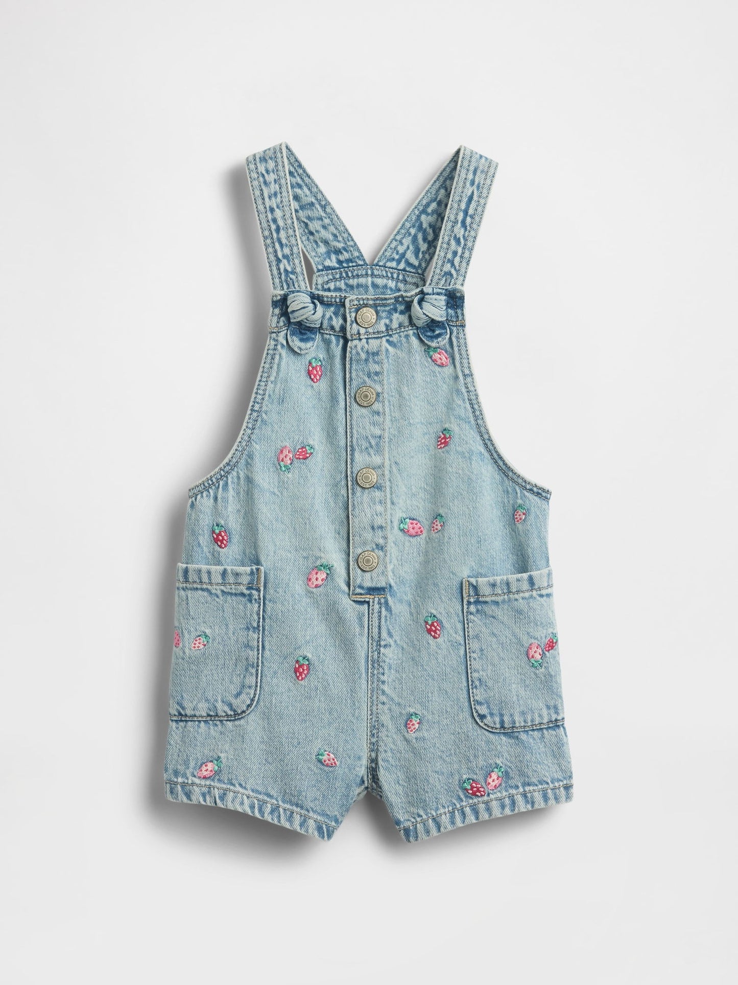 Açık Mavi Strawberry Işlemeli Denim Salopet
