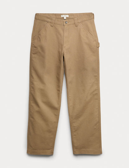 Saf Pamuk Loose Fit Utility Pantolon