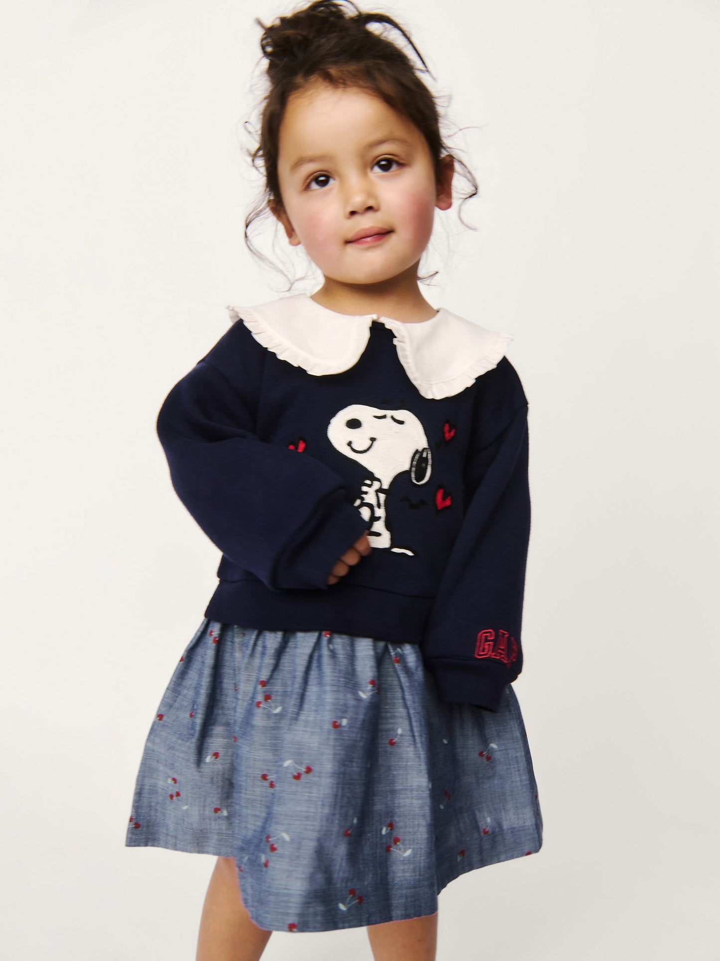 Lacivert Ruffle Yaka Sweatshirt Elbise