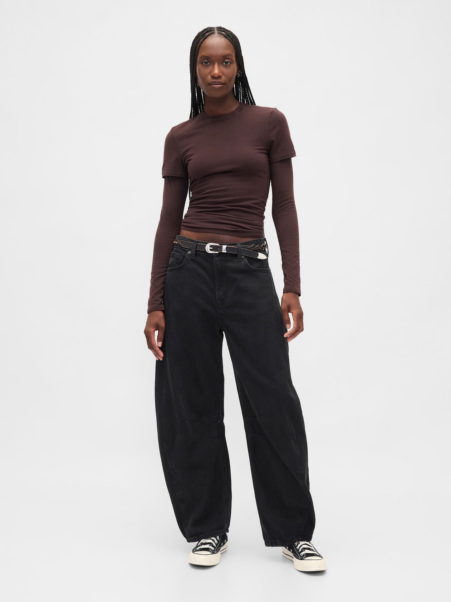 Siyah High Rise Ultrasoft Horseshoe Jean Pantolon