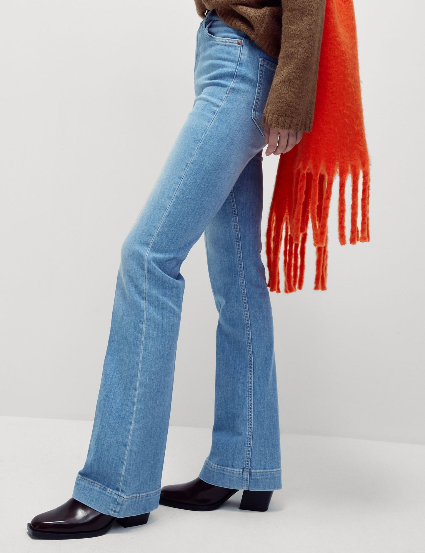 Yüksek Bel Slim Flare Jean Pantolon