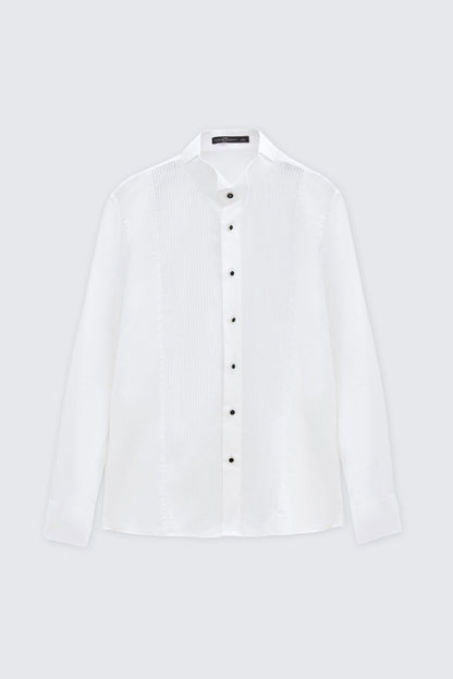 Damat Slim Fit Beyaz Jakar Desenli %100 Pamuk Nano Care Smokin Gömlek