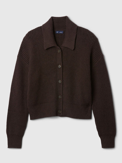 Kahverengi Cashsoft Relaxed Rib Hırka