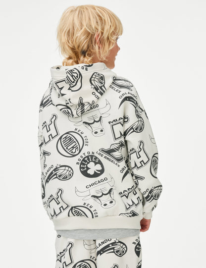 Nba Temalı Kapüşonlu Sweatshirt (6-16 Yaş)