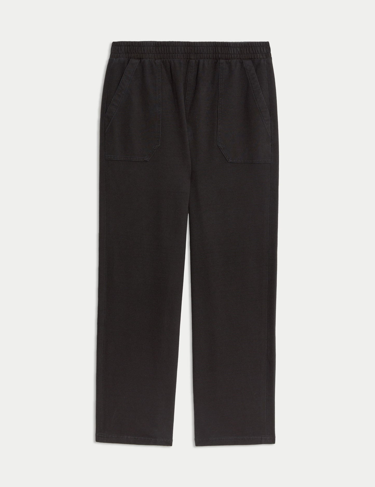 Denim Görünümlü Jarse Düz Paça Pantolon