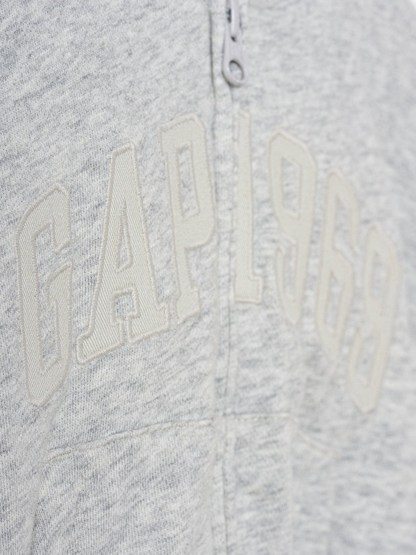 Gri Vintagesoft Terry Oversized Crop Logo Fermuarlı Sweatshirt