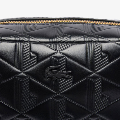 Lacoste Maheki Kadın Monogram Deri  Siyah Postacı Çantası