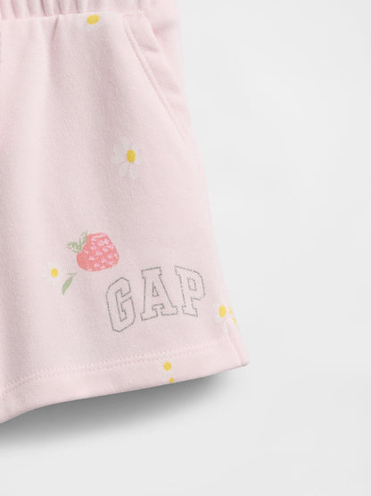 Açık Pembe Logo Pull-on Fransız Havlu Kumaş Şort