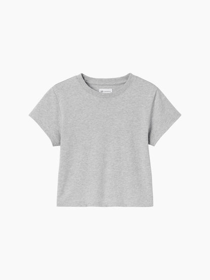 Açık Gri Gap × Victoria Beckham Organik Pamuk Logo Crop T-shirt