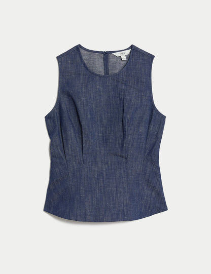 Regular Fit Denim Keten Bluz