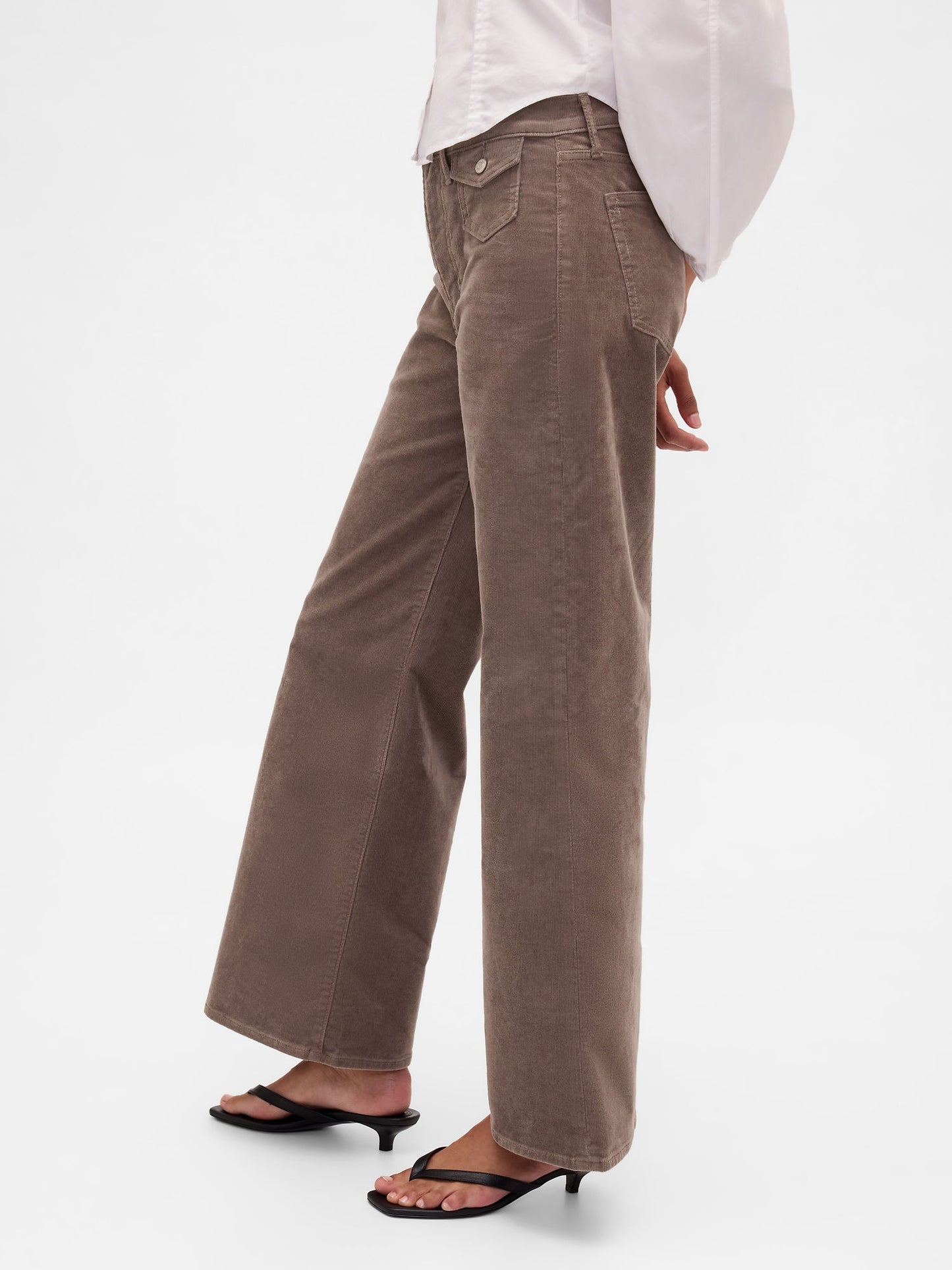 Kahverengi High Rise Stride Kadife Wide-leg Pantolon