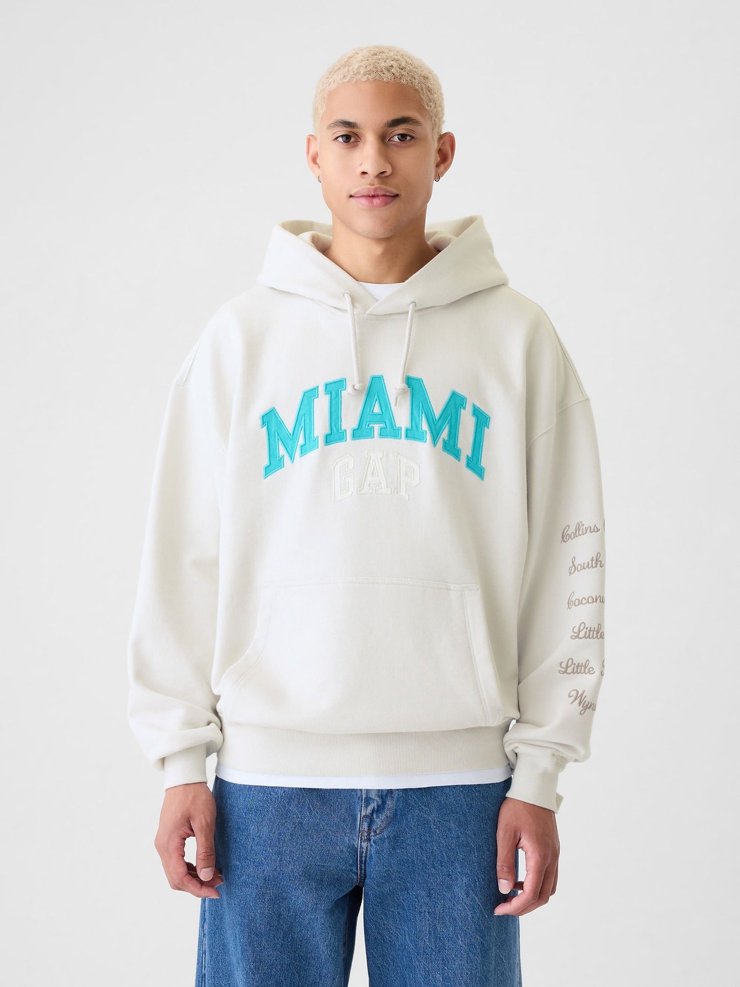 Kırık Beyaz Gap Logo Miami City Grafikli Sweatshirt