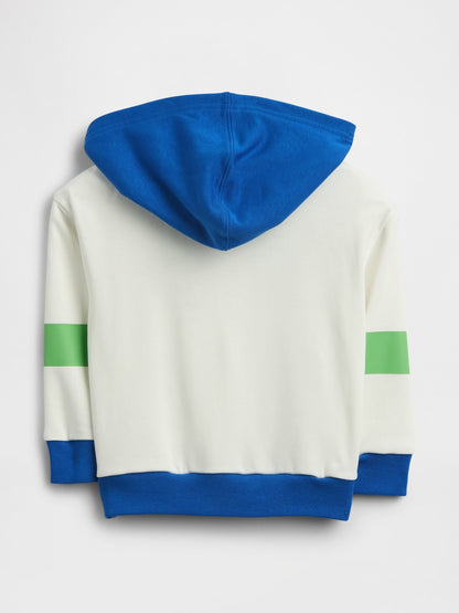 Beyaz Relaxed Logo Fransız Havlu Kumaş Fermuarlı Sweatshirt