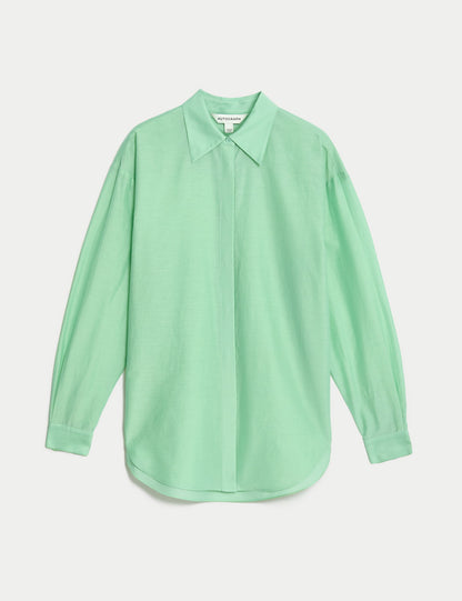 Relaxed Fit Uzun Kollu Ipek Gömlek