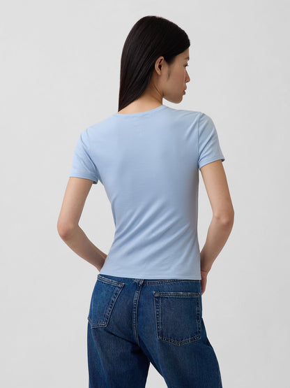 Açık Mavi Closeknit Jersey T-shirt