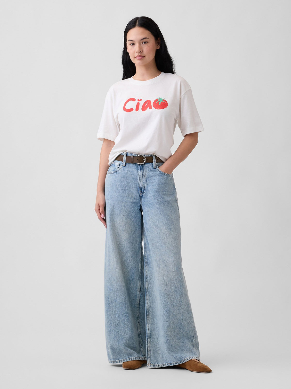 Kırık Beyaz Boxy Grafik Baskılı T-shirt
