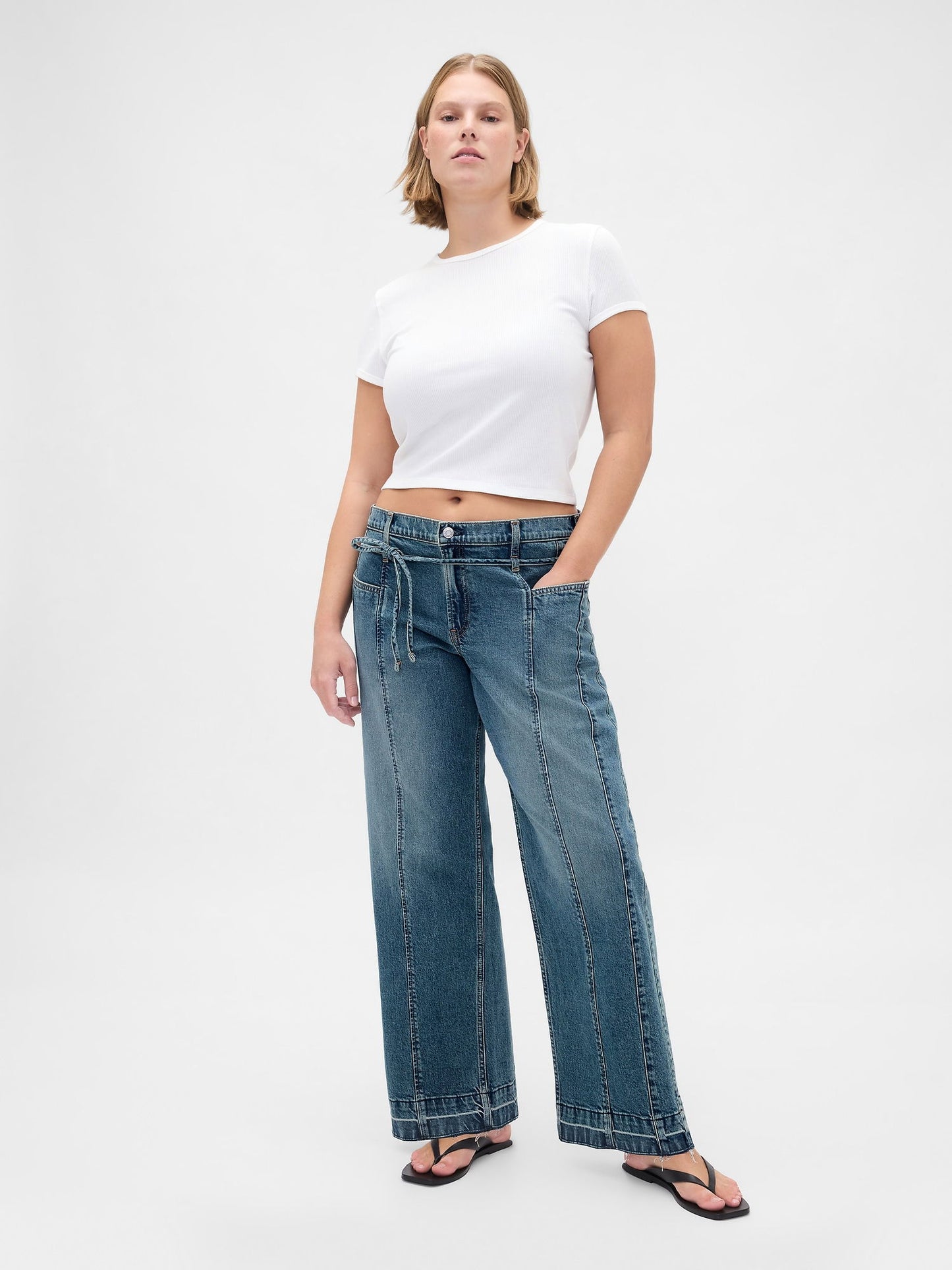 Açık Mavi Low Rise '90s Jean Pantolon